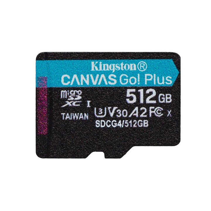 Carte mémoire microSD Kingston CANVAS Go! Plus 512 Go XC avec adaptateur / Classe 10 / 200 Mo/s