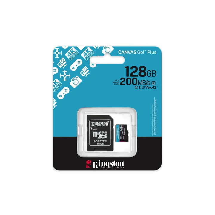 Kingston CANVAS Go! Plus 128GB microSD XC Memory Card with Adapter / Class 10 / 200MB/s