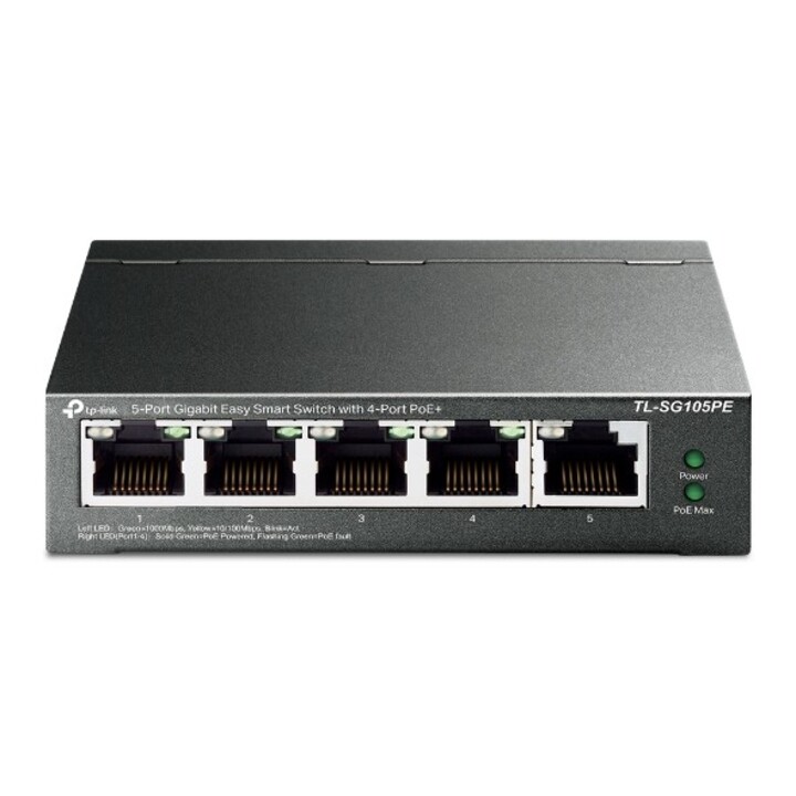 Switch PoE TP-Link TL-SG105PE com 5 portas/RJ-45 10/100/1000
