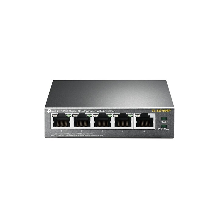 Switch PoE TP-Link TL-SG1005P com 5 portas RJ-45 10/100/1000