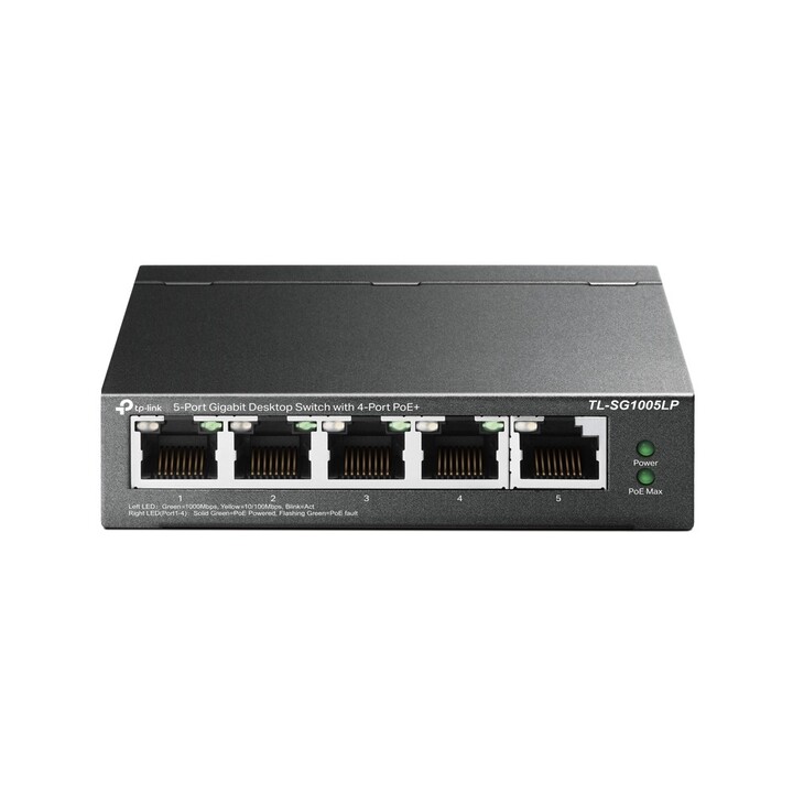 TP-Link TL-SG1005LP Switch, 5 Ports, RJ-45, 10/100/1000 Mbit/s, PoE