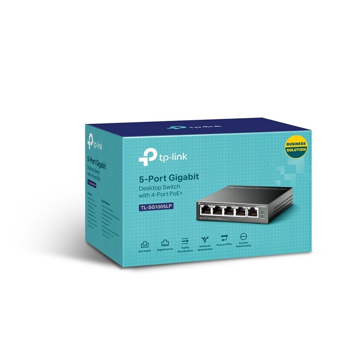 TP-Link TL-SG1005LP Switch, 5 Ports, RJ-45, 10/100/1000 Mbit/s, PoE