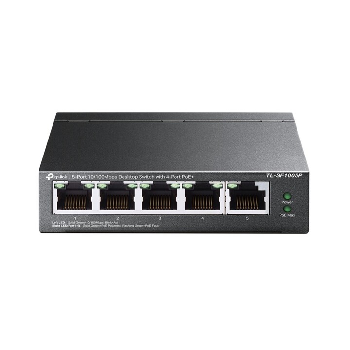Switch PoE TP-Link TL-SF1005P com 5 portas RJ-45 10/100