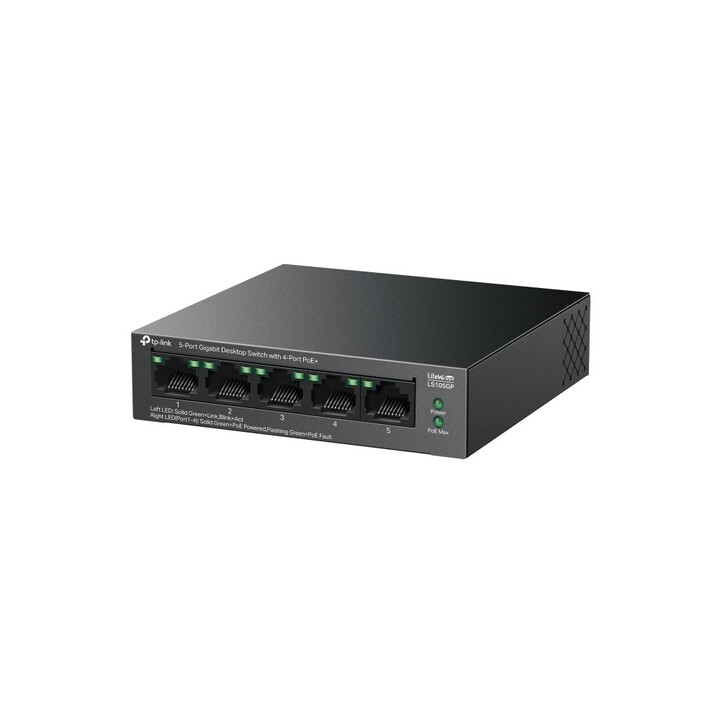 Switch TP-Link LS105GP a 5 porte/RJ-45 10/100/1000 PoE+