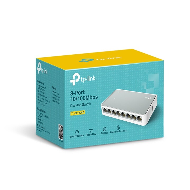 Switch TP-Link 8P com 8 portas/RJ-45 10/100