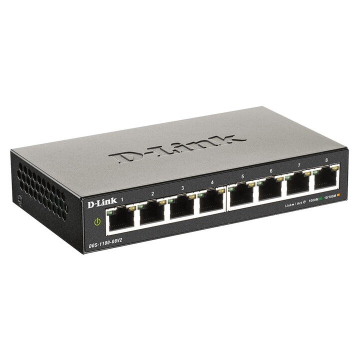 Commutateur administrable D-Link DGS-1100-08V2, 8 ports RJ-45 10/100/1000