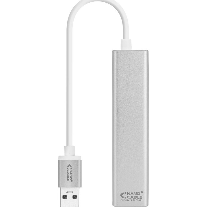 NANOCABLE 10.03.0403 Adaptador Ethernet USB 3.0 RJ45 gris