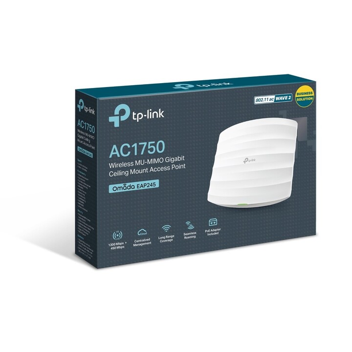 Point d'accès sans fil TP-Link Omada EAP245 PoE 1700 Mbps / 2,4 GHz et 5 GHz / Antenne 4 dBi / Wi-Fi 802.11ac/n/b/g/a