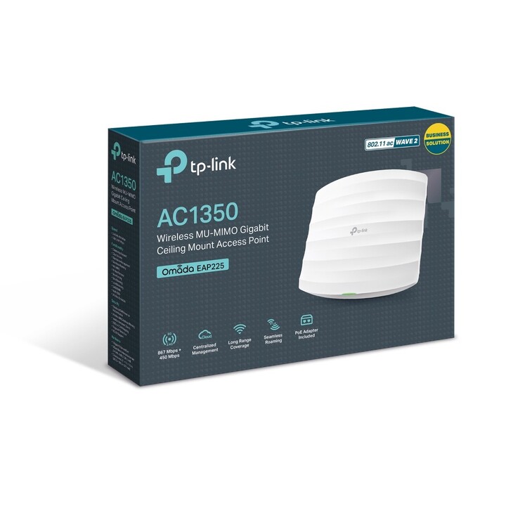 TP-Link Omada EAP225 Wireless Access Point PoE 1317Mbps/ 2.4GHz 5GHz/ 5dBi Antennas/ WiFi 802.11ac/n/b/g