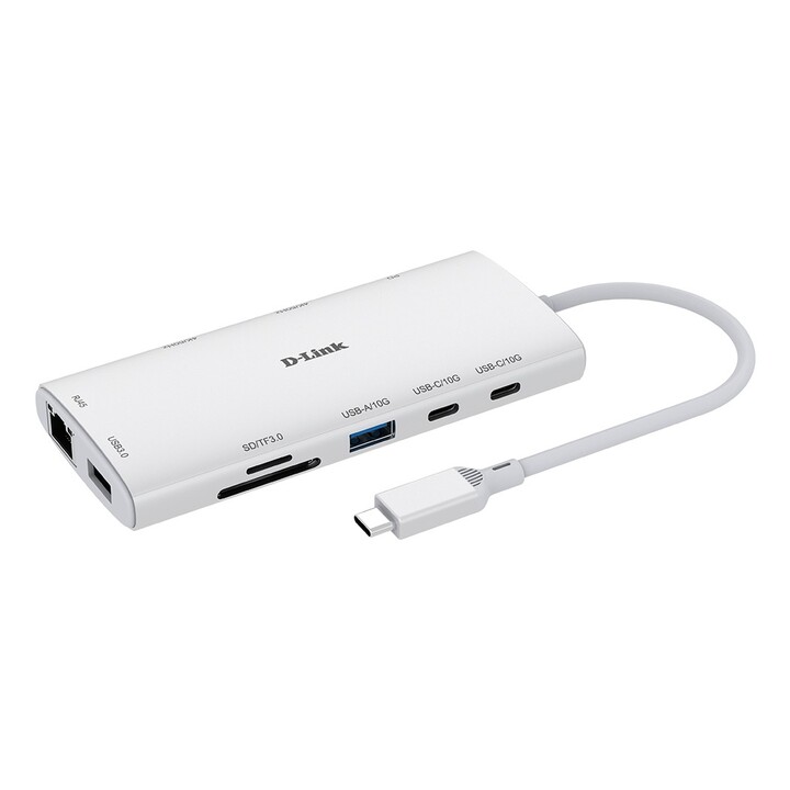 Docking Station USB Type-C D-Link DUP-A01/ 1xUSB/ 2xUSB Type-C/ 2xHDMI 4K/ 1xRJ45/ 1xLeitor de Cartões/ 1xUSB Type-C PD/ Branco