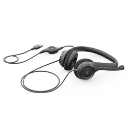 Fones de ouvido Logitech H390 com microfone, USB, pretos