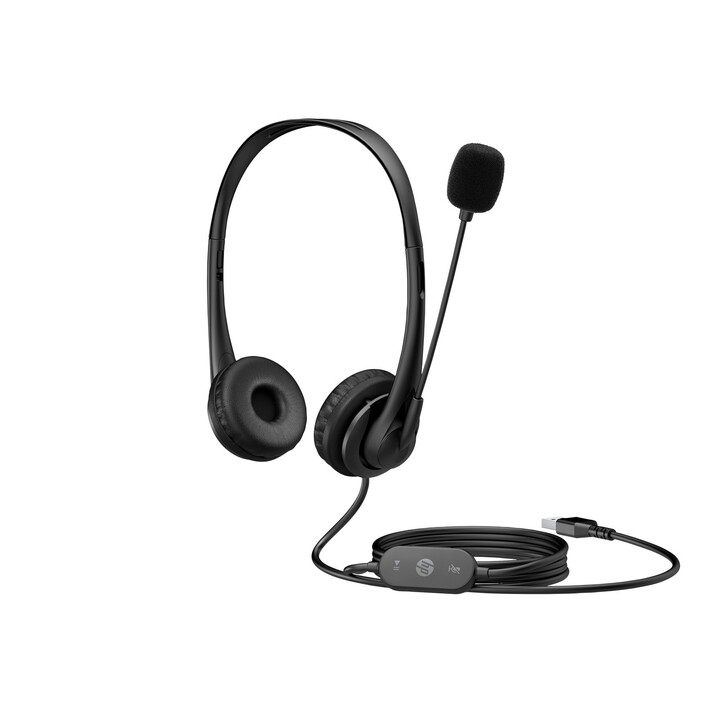 Fones de ouvido HP G2 com microfone, USB, pretos