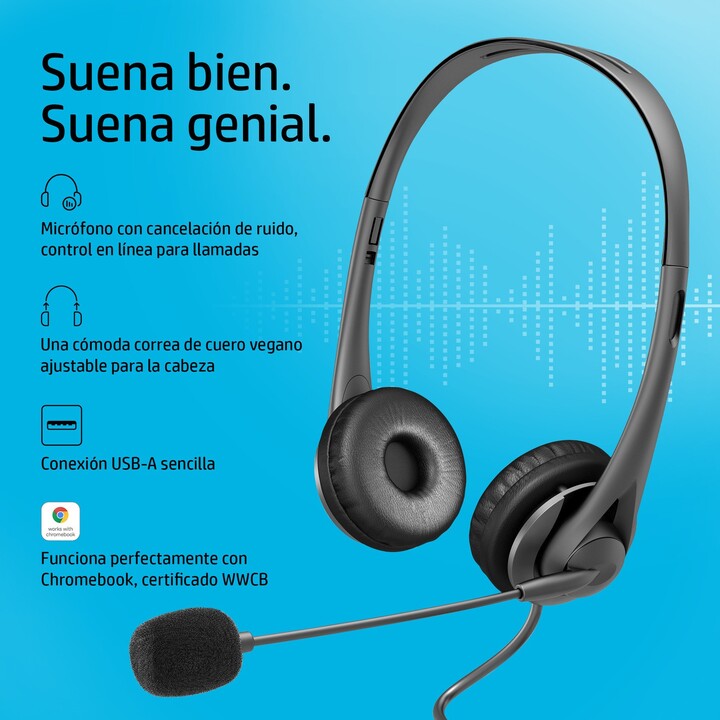 Fones de ouvido HP G2 com microfone, USB, pretos