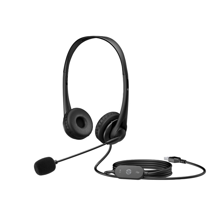 HP G2 Kopfhörer mit Mikrofon, USB, Schwarz