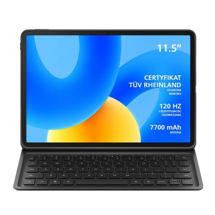 Tablet Huawei MatePad de 11,5 polegadas com 8/128 GB de armazenamento, Wi-Fi, cor cinza espacial e teclado.