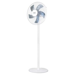 Ventilador de pedestal de 50W, 40cm de diâmetro, 3 velocidades, oscilação, branco.