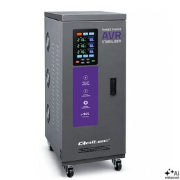Regulador de Tensão AVR Trifásico com Multiproteção Qoltec | 20 kVA | Precisão de ±3% | Servomotor Trifásico | LCD | Linha Exper