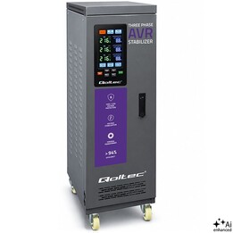 Regulador de Tensão AVR Trifásico com Multiproteção Qoltec | 40 kVA | Precisão de ±3% | Servomotor Trifásico | LCD | Linha Exper