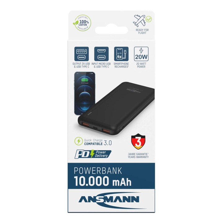 Ansmann PB320PD 10000 mAh Noir
