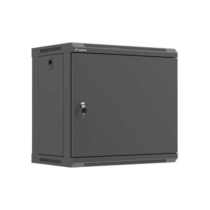 Armadietto rack a parete LANBERG da 19" 9U 540x350 nero con sportello interamente in metallo (imballato smontato)