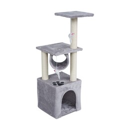 Cat scratching post 30x30x92 cm, grey, REBEL ANIMALS