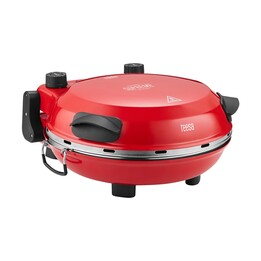 Horno para pizza TEESA SUPREME FUN de 1200 W, 400 grados, dos elementos calefactores, rojo