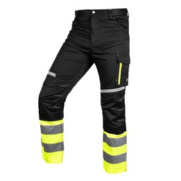 High-visibility trousers, black and yellow, size S