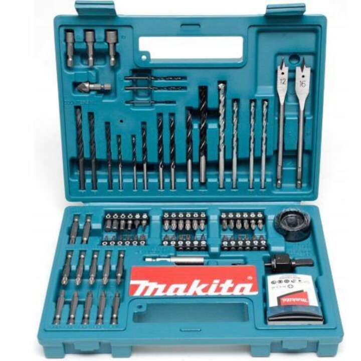 Set aus 100 Bohrern und Bits im Koffer