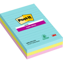 Pacote com 270 folhas de notas adesivas grandes, 101x152mm, 3 cores sortidas, estampa cósmica com linhas, Post-it 4690-3ss-cos 7