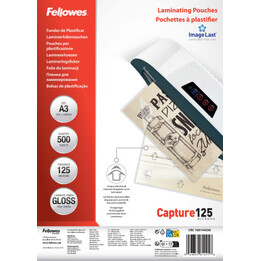 Pack 500 Fundas Plastificar 125 Micras Brillo A3 (303x426 Mm) Fellowes 100144250