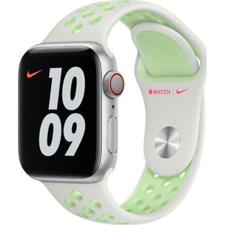 Bracelet Apple Nike Sport Band pour Apple Watch 44 mm, couleur Spruce Aura/Vapor Green