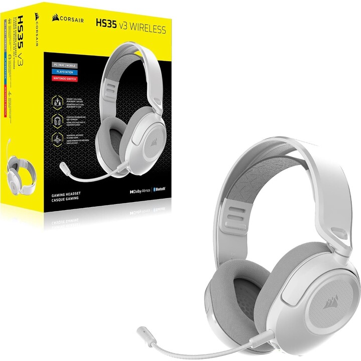 Corsair HS35 v3 White PlayStation - Wireless Gaming Headset