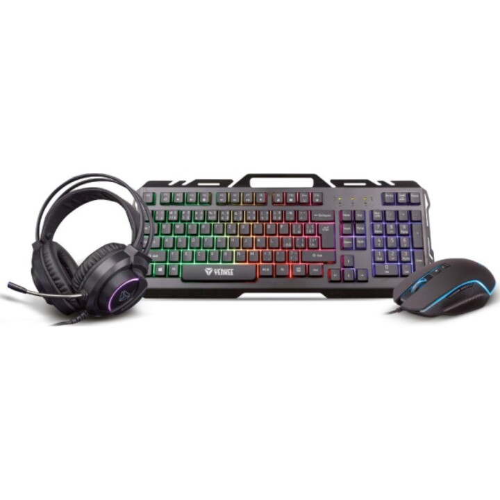 Conjunto de jogos YGS 01 3 em 1: teclado, mouse e fone de ouvido.
