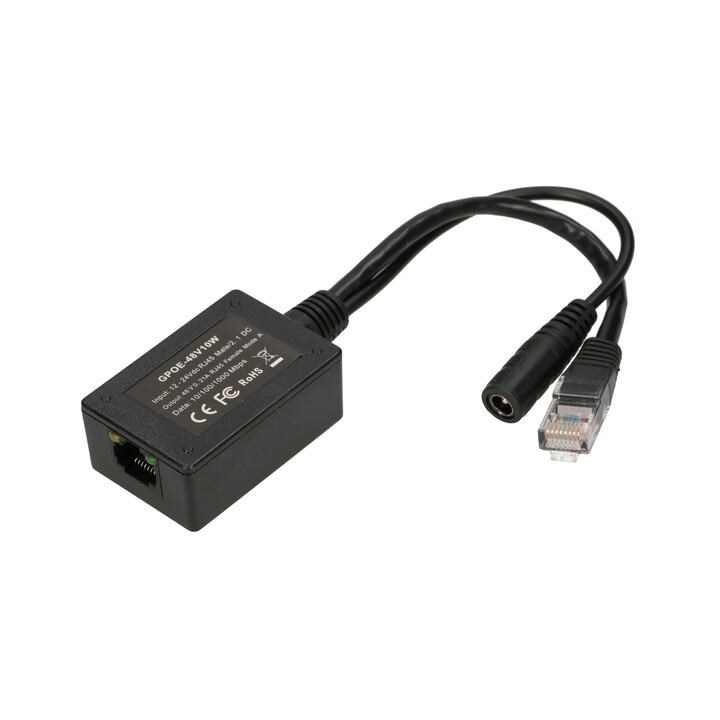 Inversor PoE Extralink de 1 porta, 1x 1000mb/s RJ45/jack Entrada 10-30V, Saída 48V