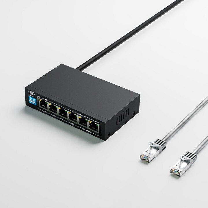 Extralink Euros V2 PoE Switch, 4x 100mb/s Poe/poe+, 2x Rj45 Uplink 100mb/s, 60W