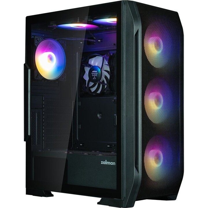 Caja para PC Zalman N7 PLUS V2, ATX Mid Tower, 6 ventiladores RGB de 120 mm, 1 ventilador de 120 mm, color negro.