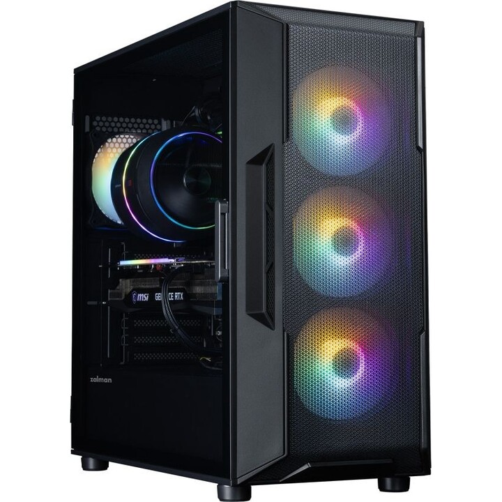 Caja para PC Zalman I3 NEO V2, ATX Mid Tower, 4 ventiladores RGB de 120 mm, color negro.