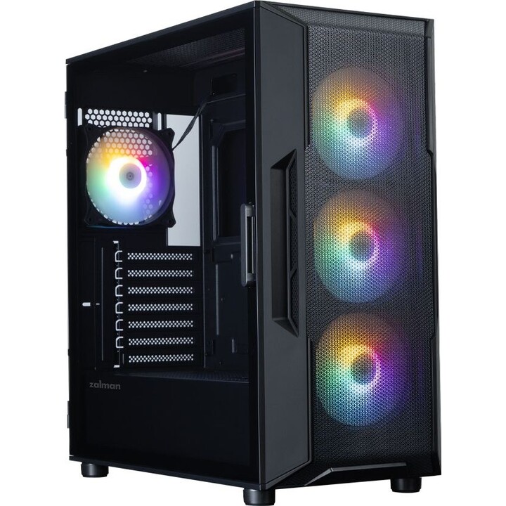 Zalman I3 NEO V2, case per PC ATX Mid Tower, con 4 ventole RGB da 120 mm, colore nero.