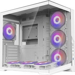 Caja para PC Zalman D40, formato ATX Mid Tower, 7 ventiladores ARGB de 120 mm, color blanco.