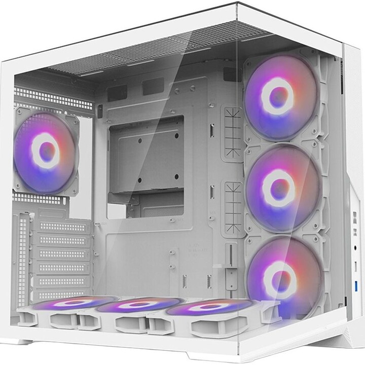 Zalman D40, ATX-Midi-Tower-PC-Gehäuse, 7 x 120-mm-ARGB-Lüfter, Weiß