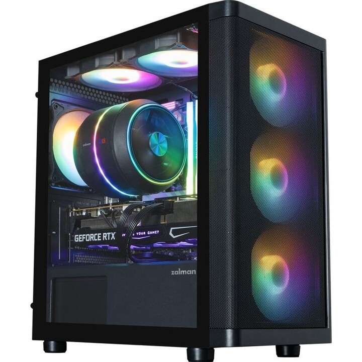 Zalman M4 SE, case per PC mini tower mATX, con 6 ventole FRGB da 120 mm, colore nero.