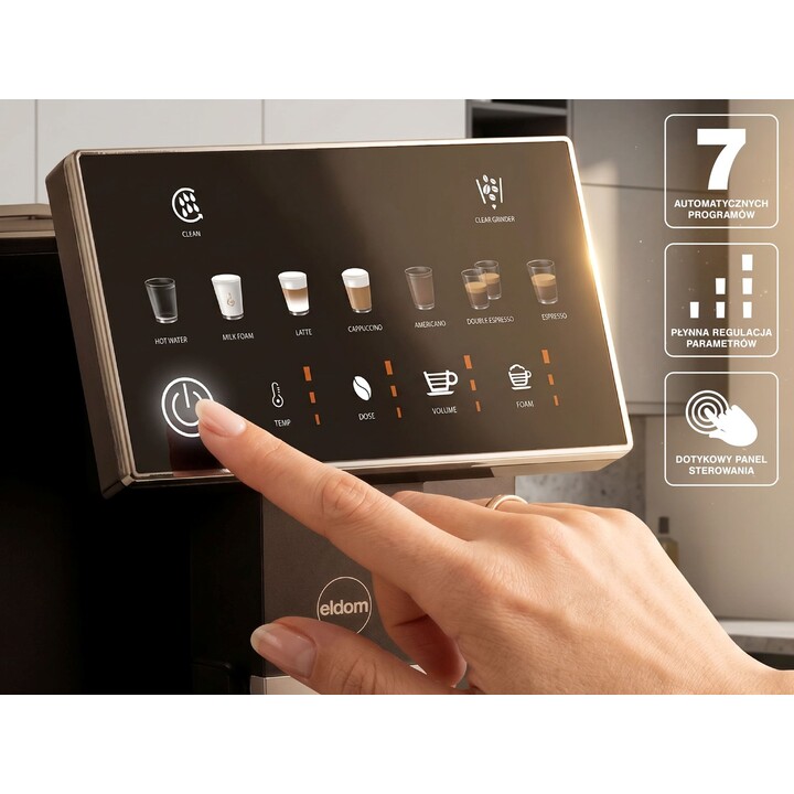 Macchina da caffè a pressione automatica Eldom ECA10, 7 programmi.