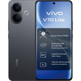 Vivo V70 Lite 5G, 6 GB + 128 GB, ecrã AMOLED de 6,77 polegadas, bateria de 6500 mAh, Preto