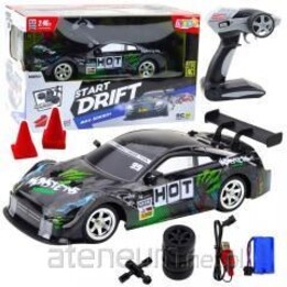 Black and green remote-controlled drift car, 30 km/h, 1:16 scale