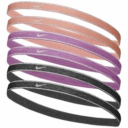 Nike Swoosh Sport Metallic Headbands, 6-Pack, Peach, Pink & Gray N1002008646OS
