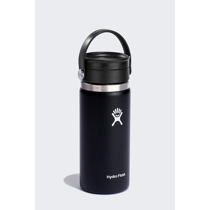 Botella Hydro Flask de 473 ml (16 oz) con tapa flexible ancha - Negra