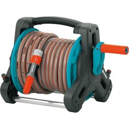 Conjunto de enrolador de mangueira Gardena Classic h361200 para irrigação de jardim com montagem na parede, com mangueira de 10