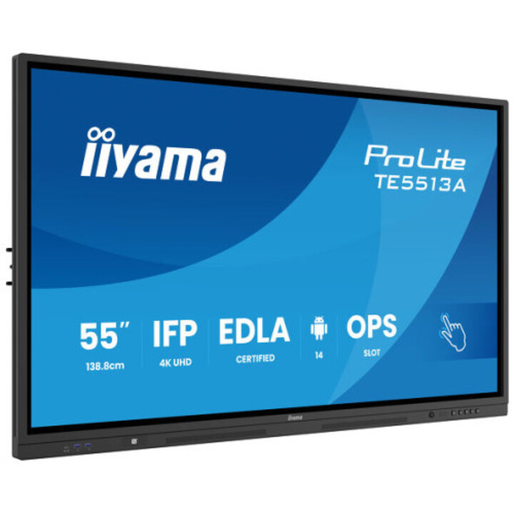 Iiyama Tactil 55" (edla), Android 14 / 8c SoC, 6/128 GB, 40p 3840x2160, UHD IPS, NFC, 2x 20W + 20W SWF, 2x HDMI, USB-C, Dis