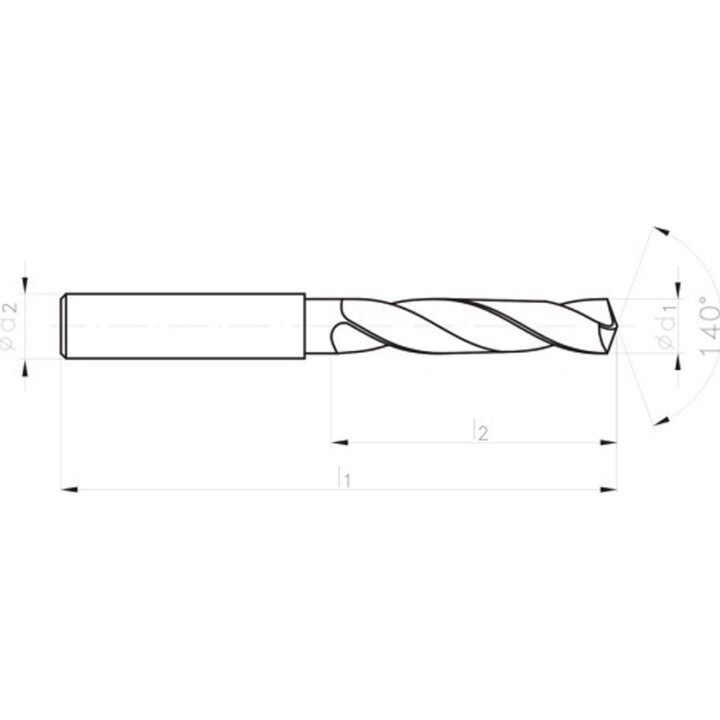 Broca de carburo W.6140700M 5xD, longitud estándar 7,00 mm, diámetro 53/91 mm, dimensiones