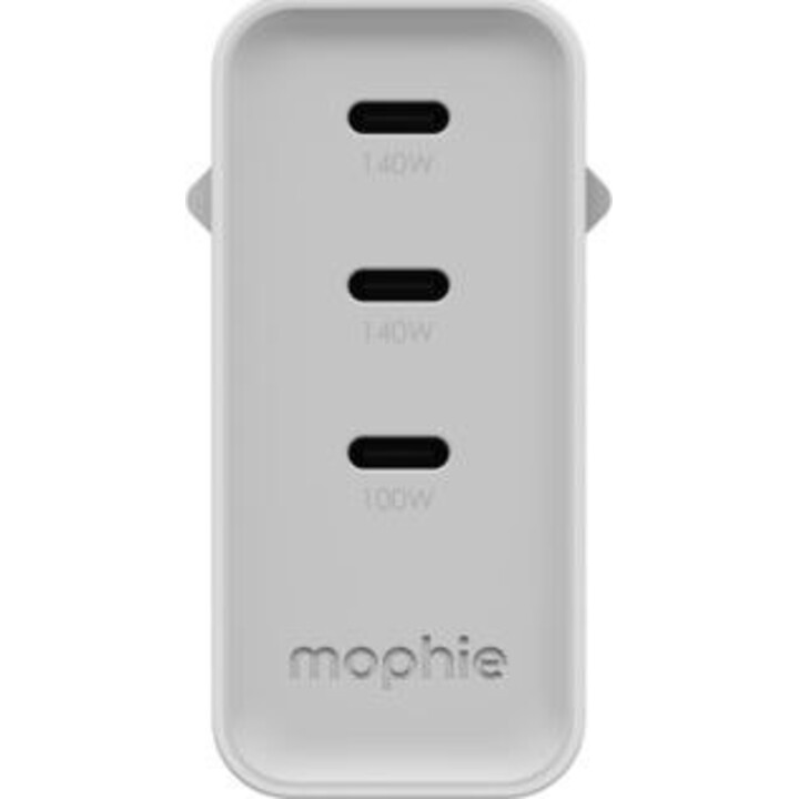 Cargador de pared Mophie ROC GaN, 3 puertos USB-C, 140 W (blanco)